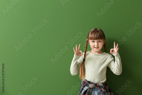 Cute deaf mute girl using s...