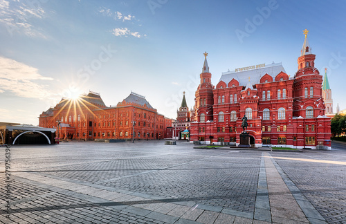 Russia, Moscow - Red square at sunrise, nobody