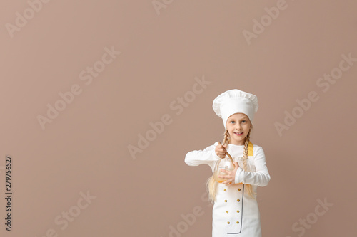 Cute little chef on color b...