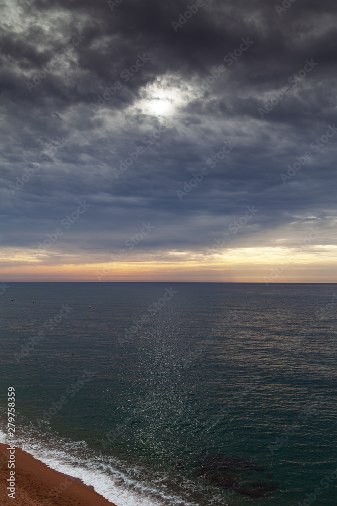 Cloudy day by Mediterranean sea , Calella, Spain.
