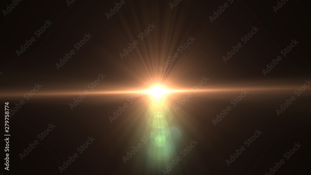 Lens flare effect on black background. Digital illustration.