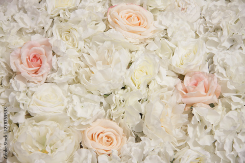 Romantic background of flowers. A large bouquet of flowers white roses.