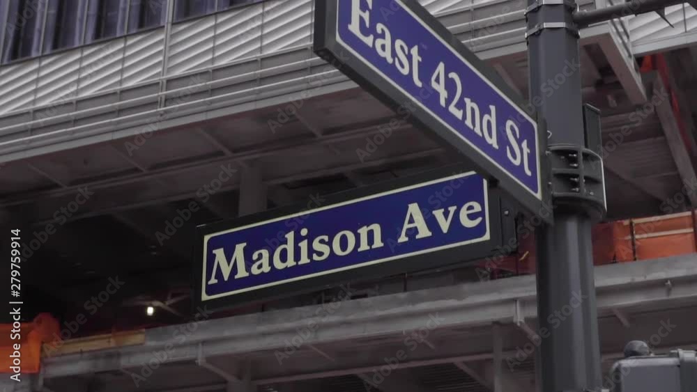 Madison Avenue and 42nd Street Signs in New York Madison Avenue and 42nd Street Signs in New York
