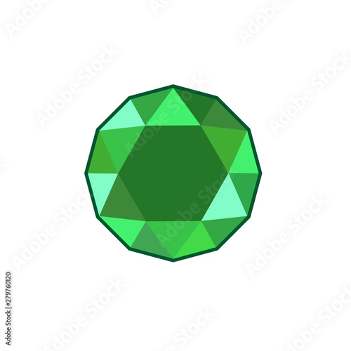 Green crystal and gemstones line icon template color editable. Diamond symbol vector sign isolated on white background. Sympel logo vector illustration for graphic and web design
