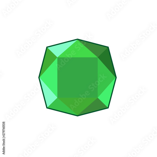 Green crystal and gemstones line icon template color editable. Diamond symbol vector sign isolated on white background. Sympel logo vector illustration for graphic and web design