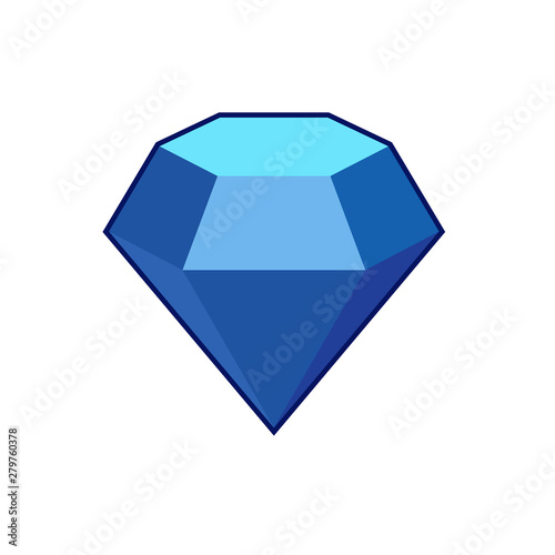 Blue crystal and gemstones line icon template color editable. Diamond symbol vector sign isolated on white background. Sympel logo vector illustration for graphic and web design