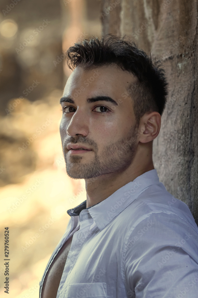Close-up portrait of handsome young man, outdoor Close-up portrait of handsome young man, outdoor