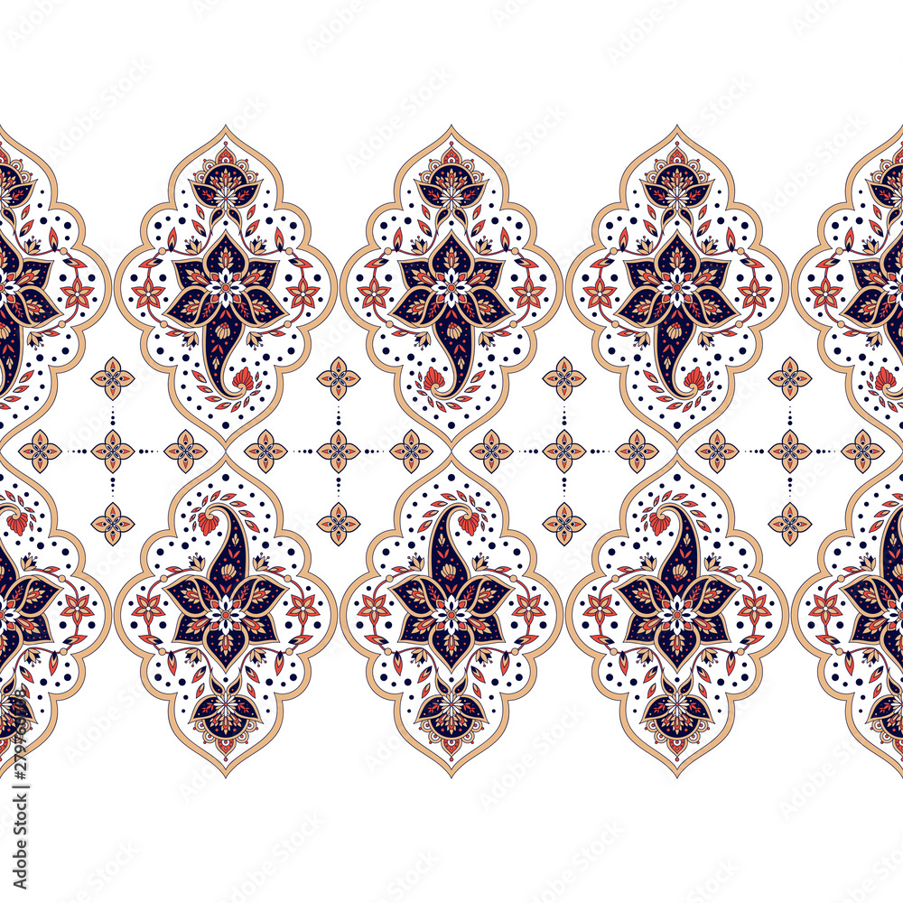 Paisley Floral oriental ethnic Pattern. Seamless Arabic Ornament.  Ornamental motifs of the Indian fabric patterns. Drawing by Julien - Fine  Art America