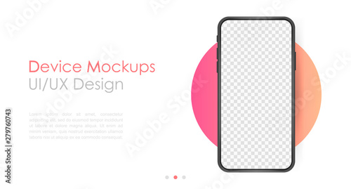 Smartphone blank screen, phone mockup. Template for infographics or presentation UI design interface