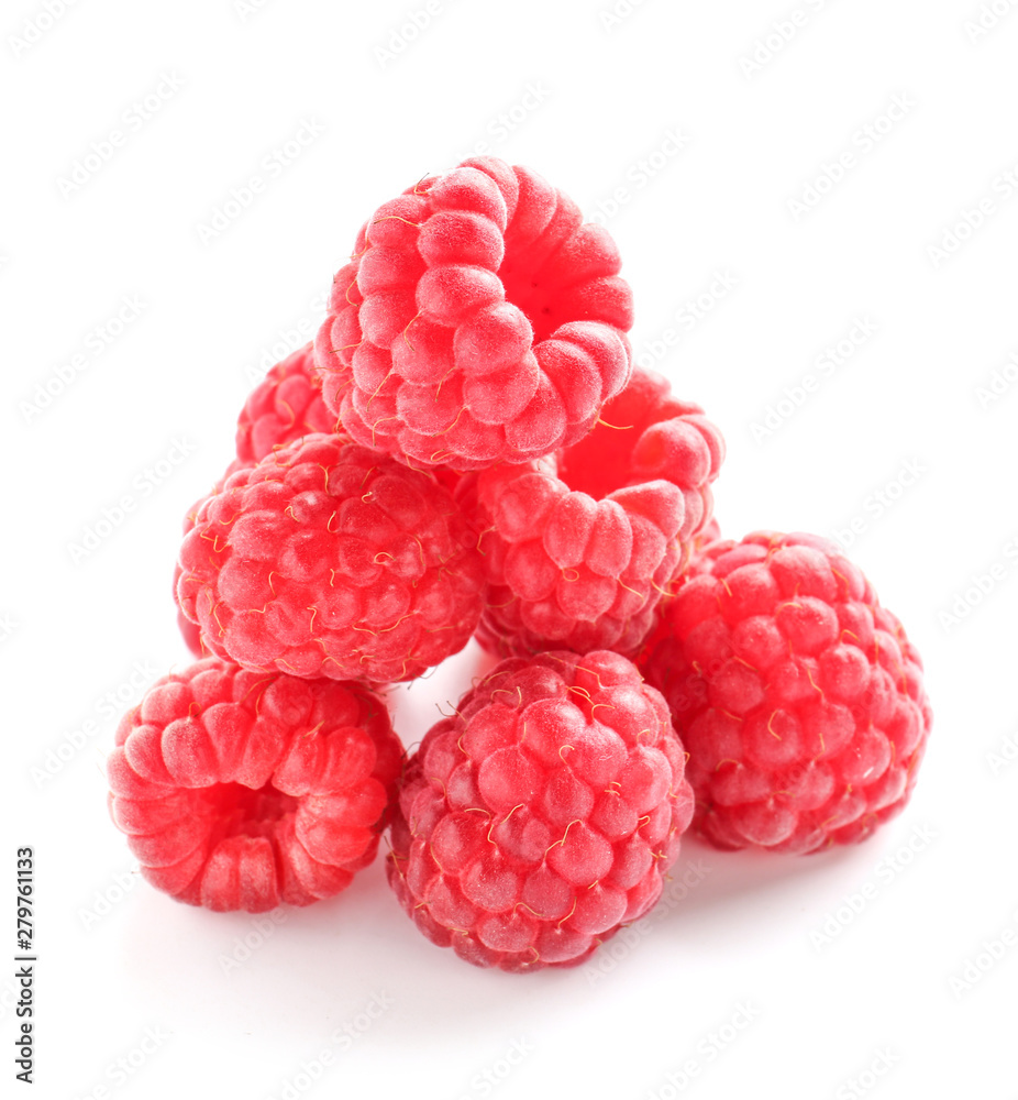 Ripe raspberry on white background Ripe raspberry on white background