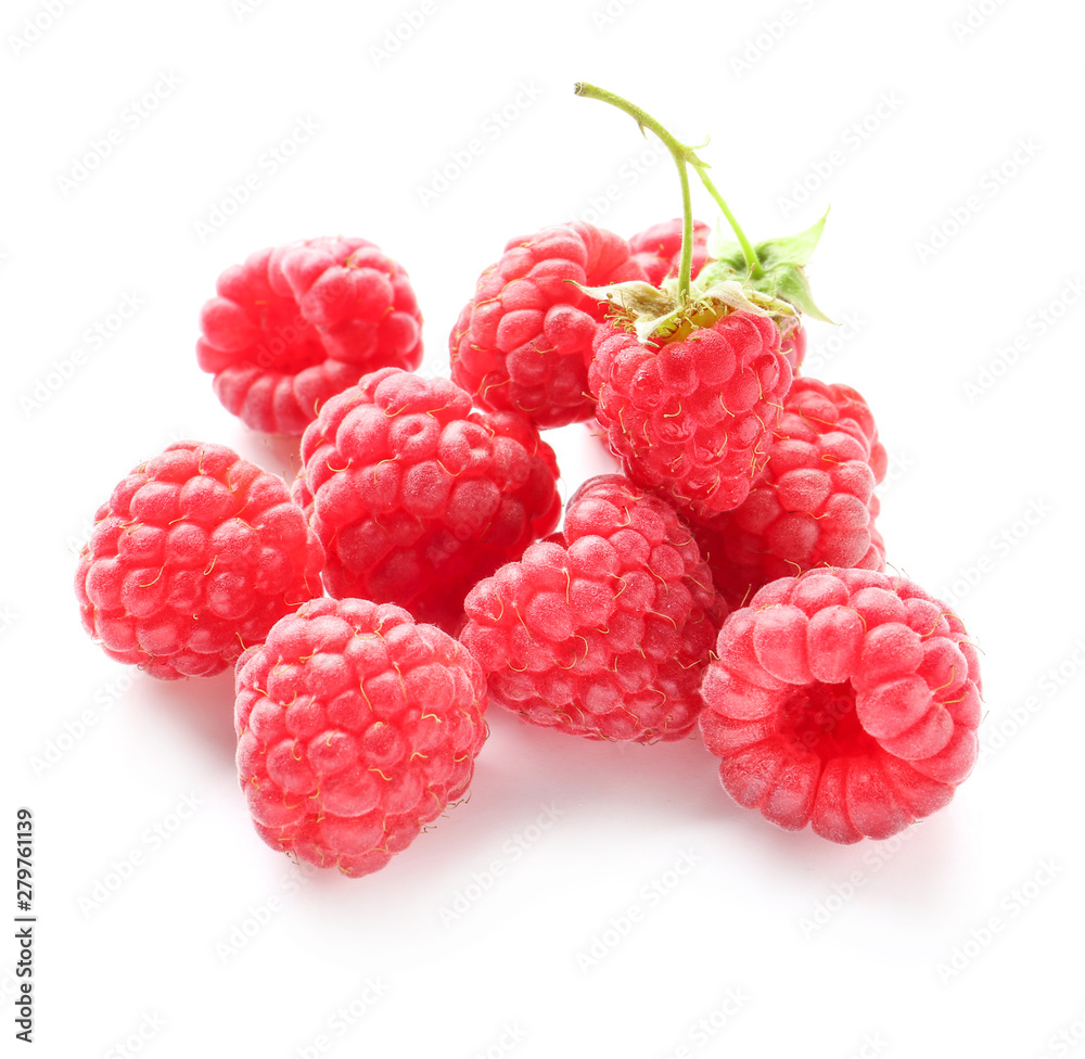 Ripe raspberry on white background Ripe raspberry on white background
