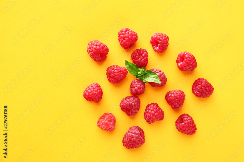 Ripe raspberry on color background Ripe raspberry on color background