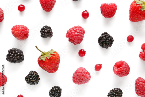 Ripe berries on white background