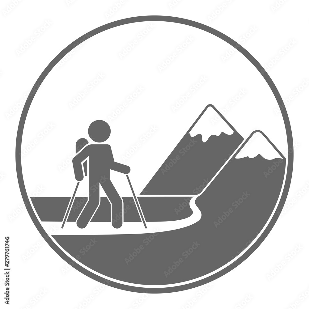 Fototapeta premium Mountaineering symbol. Tourist icon. Vector.