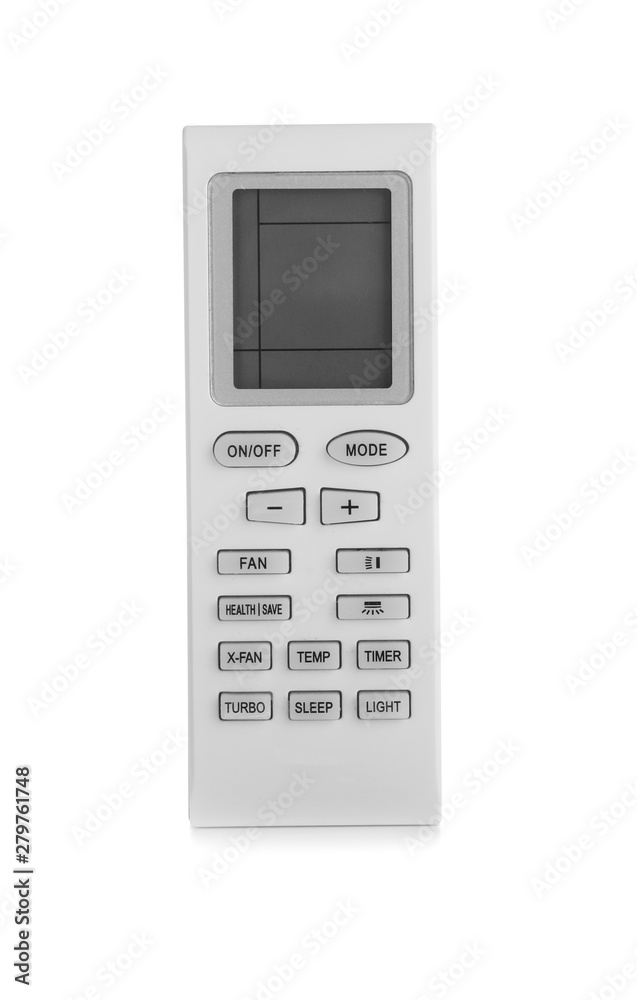 Air conditioner remote control on white background Air conditioner remote control on white background