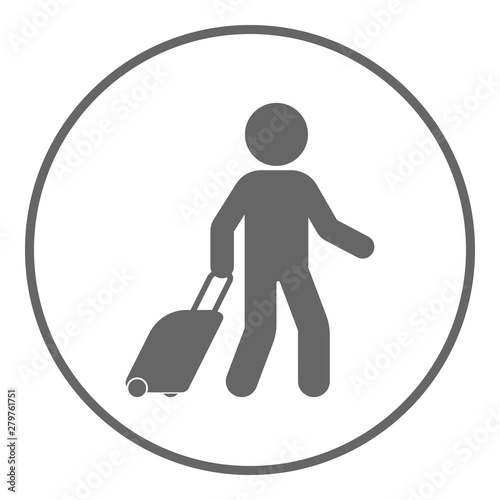 Traveler with luggage. Vector icon.