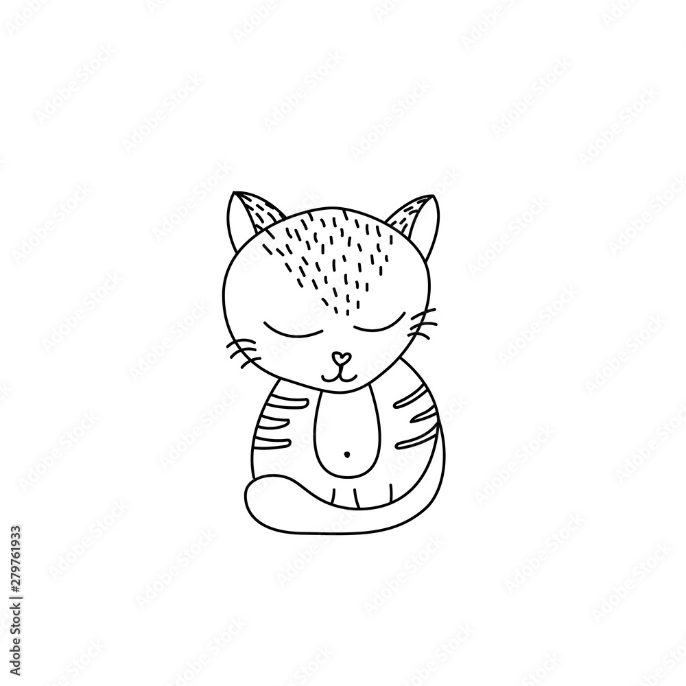 Cute cat icon in doodle style Cute cat icon in doodle style