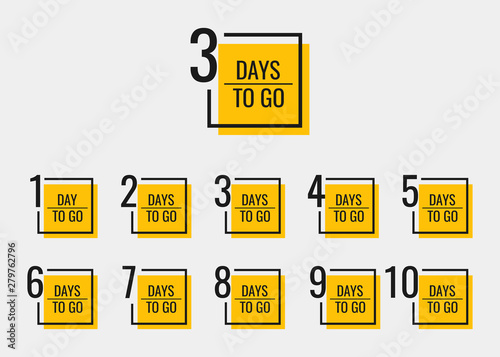 Days left to go from 1 to 10. Geometric banners design template for your needs. Modern flat style vector illustration