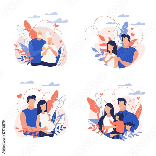 Advertising Banner Family Planning Cartoon Flat.