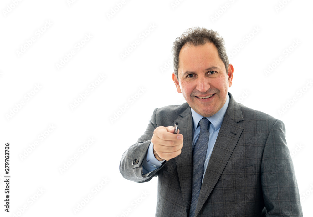 Studio shot of middle aged business strategist speaker leading a meeting discussing ideas. Studio shot of middle aged business strategist speaker leading a meeting discussing ideas.