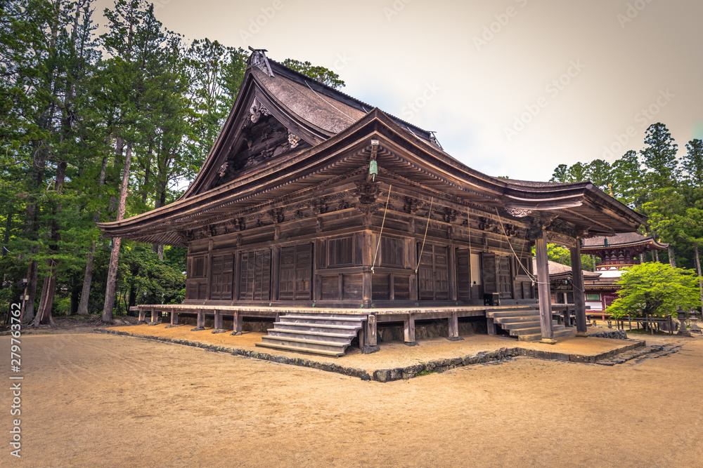 Koyasan - June 04, 2019: Dai Garan Buddhist temple in Koyasan, Japan