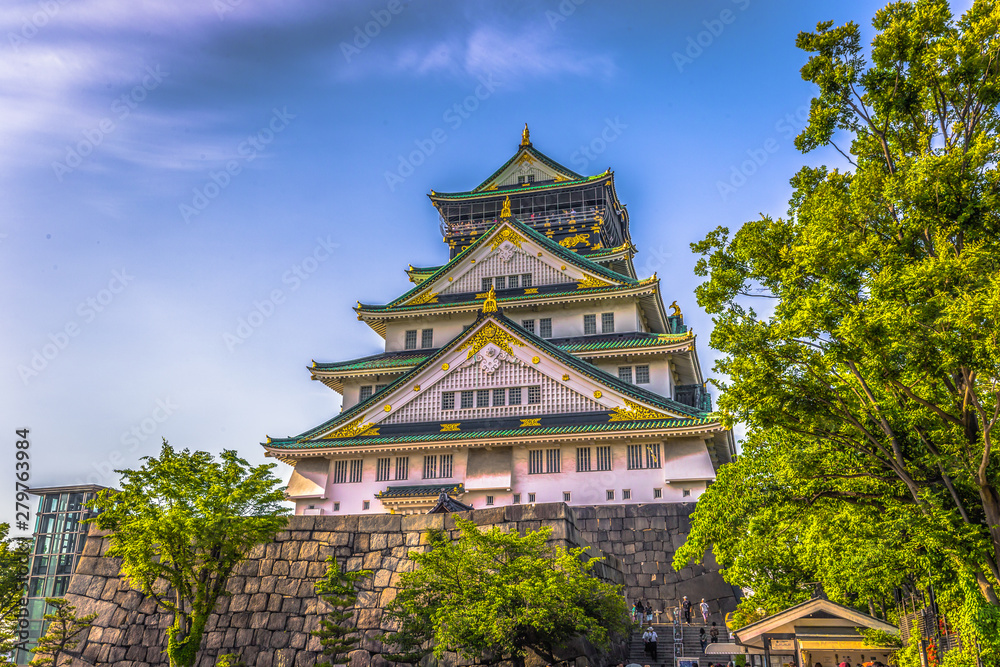 Osaka - June 01, 2019: The castle of Osaka in Osaka, Japan Osaka - June 01, 2019: The castle of Osaka in Osaka, Japan