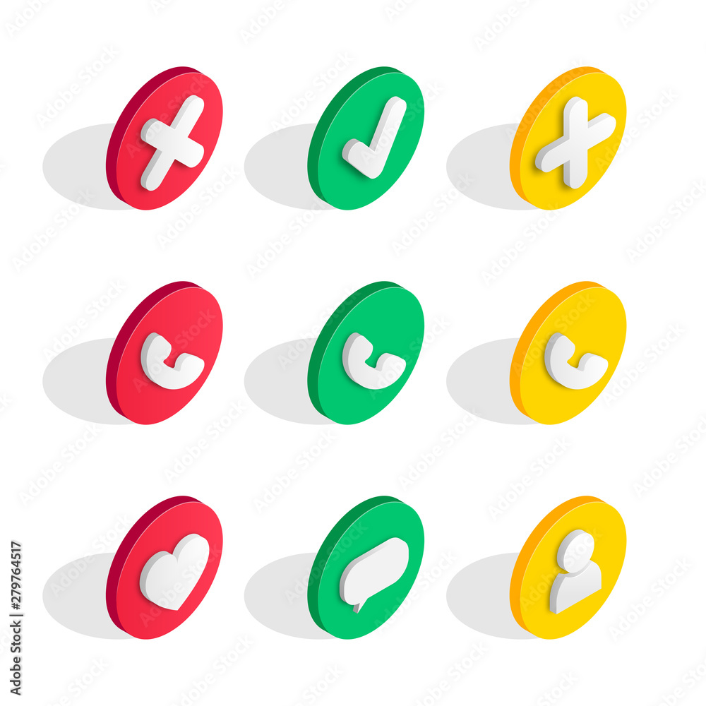 Phone interface isometric icons set Phone interface isometric icons set