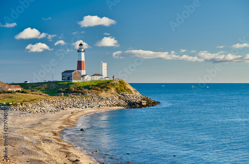 Fototapeta Montauk Lighthouse and beach, Long Island, New York, USA.