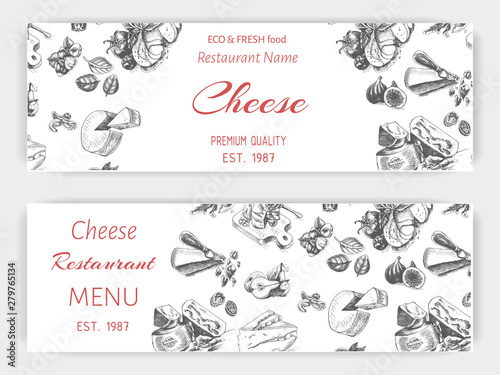 Vector illustration sketch - cheese. provolone, cheddar, edam, Parmigiano, cheddar, parmesan, camembert, brie, mozzarella