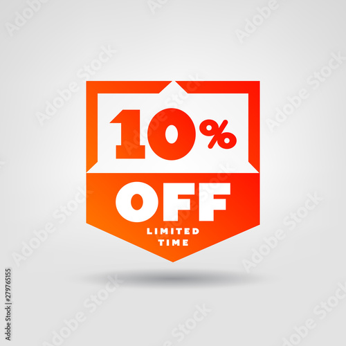 10% Red Price Tag. Discount 10% OFF Web Button. Special Discount Offer 10% Sale Badge.