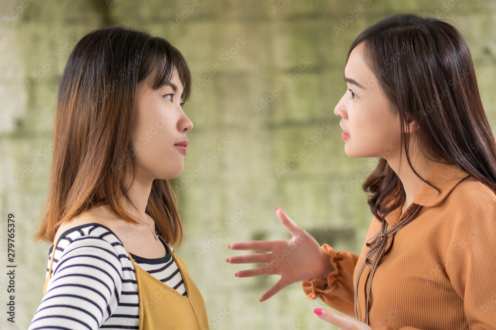 two women having conflict, arguing each other two women having conflict, arguing each other