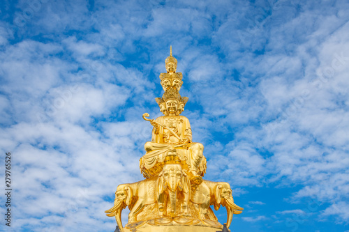 Ten-way Puxian gold statue at the top of Emei Mountain in Sichuan Province  China
