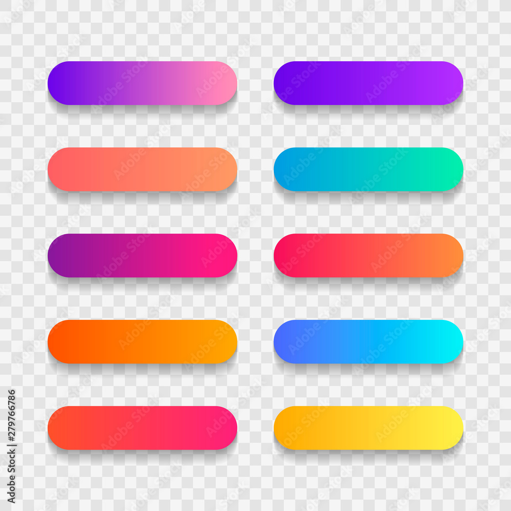 Super set of button gradient style with shadow isolated on transparent background for website, ui, mobile app. Modern vector illustration design - obrazy, fototapety, plakaty 