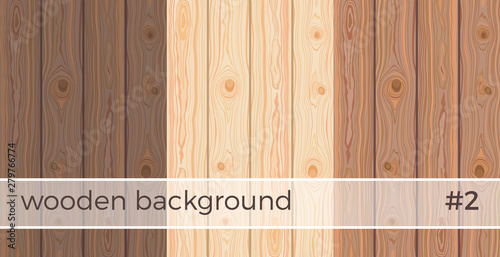 Set of Wooden striped textured background. Brown wooden wall, plank, table or floor surface. Cutting chopping board. Colorful natural boardwalk surface. Vector Illustration.