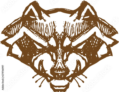 Raccoon Head Sketch, Line Art Grunge