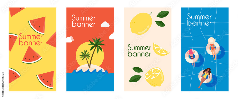Set of season sale banner templates. Summer Sale Banner. Poster, Flyer, Vector.