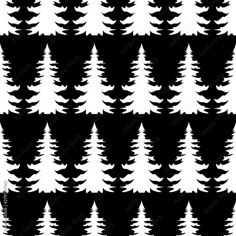 Hand drawn Christmas tree background. seamless pattern for New Year.