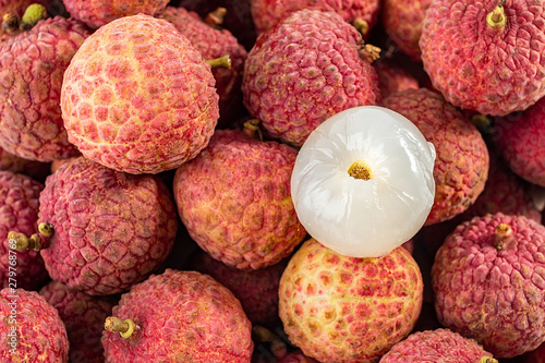 Summer delicious fruit fresh red lychee photo