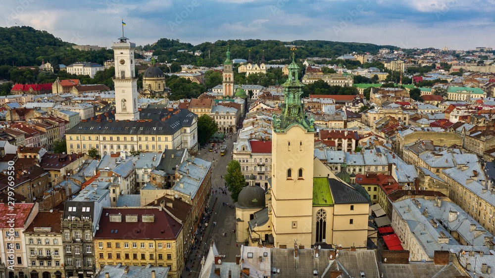 Lviv bird's-eye view of the city July 2019