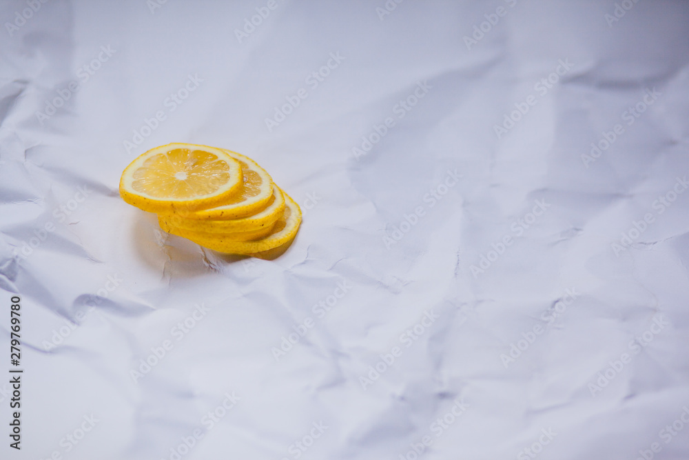Yellow lemon on white background