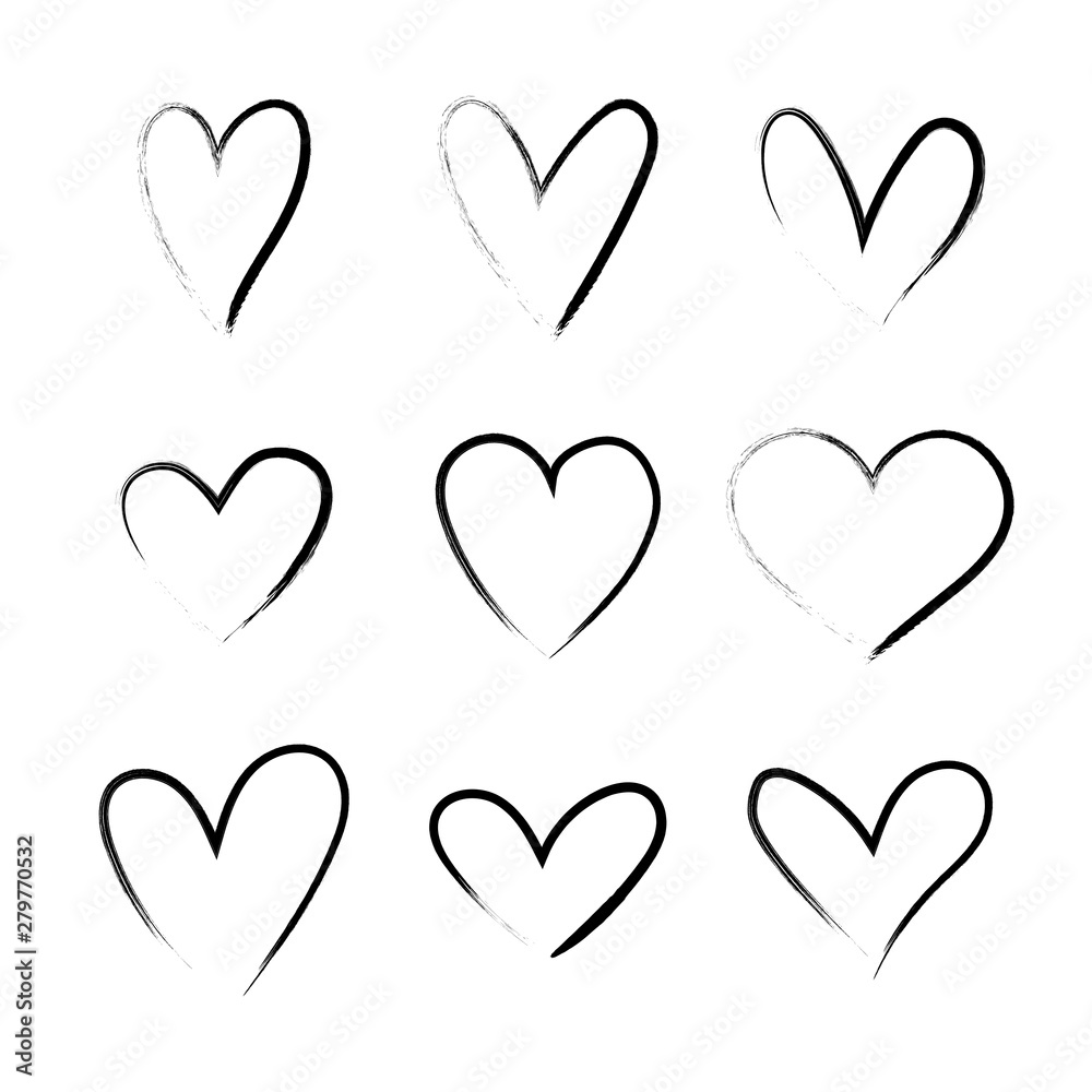 Heart hand drawn grunge icons set isolated on white background. For poster, wallpaper and Valentine's day. Collection of hearts, creative art Heart hand drawn grunge icons set isolated on white background. For poster, wallpaper and Valentine's day. Collection of hearts, creative art