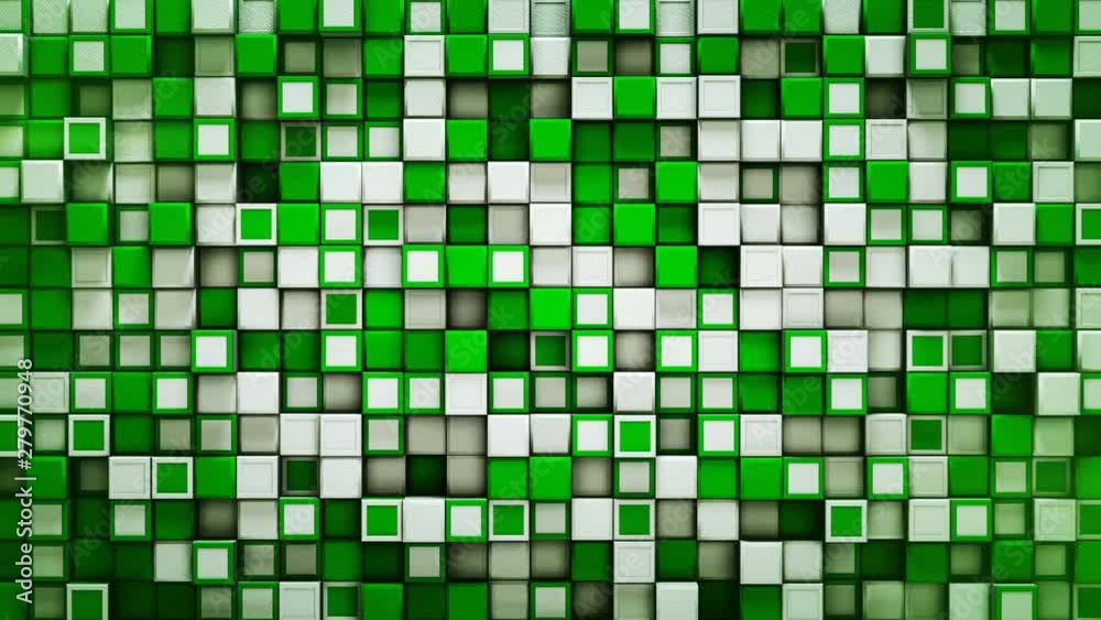 Wall of white and green boxes. Abstract geometric background. 3D render seamless loop animation 4k UHD 3840x2160 Wall of white and green boxes. Abstract geometric background. 3D render seamless loop animation 4k UHD 3840x2160