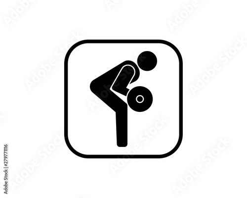 Triceps kickback monochrome icon. Triceps training activities using barbell at the fitness center. Gym symbol image.- vector