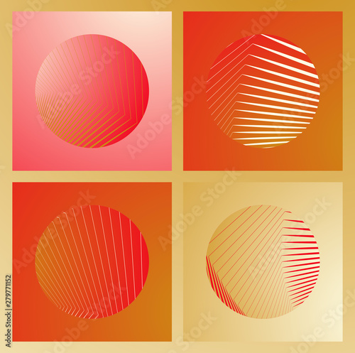 graphic circles phases set gold red