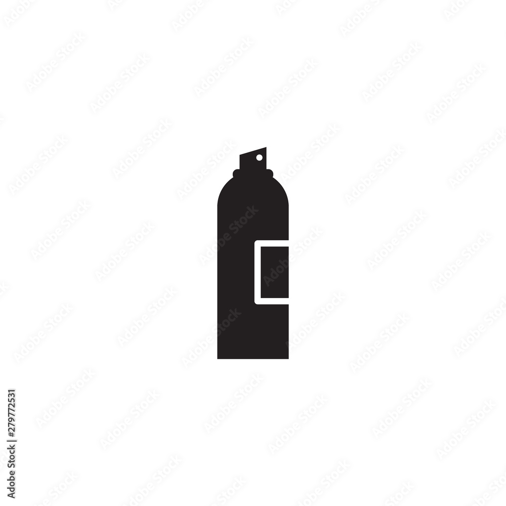 Deodorant spray bottle black vector icon. Spray container simple glyph symbol. Deodorant spray bottle black vector icon. Spray container simple glyph symbol.