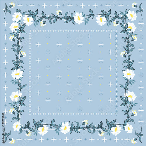 Trendy freshy color of Bohemian blooming flowers scarf bandana style seamless pattern vector design for fashion,scarf ,fabric and all prints