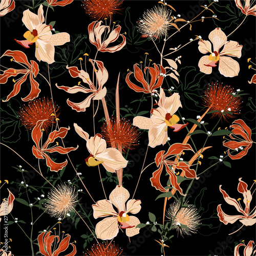 Wallpaper Mural Beautiful Summer night wild forest full of blooming flower in many kind of floral seamless pattern vector ,hand drawing style for fashion, fabric and all prints Torontodigital.ca