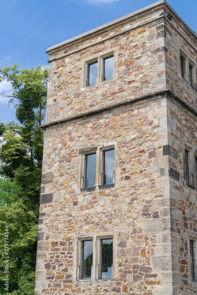 Old tower at the Rondell on the bank of the river Fulda in Kassel, Germany Old tower at the Rondell on the bank of the river Fulda in Kassel, Germany