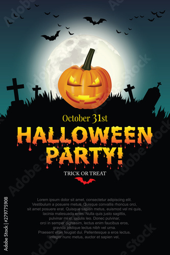Halloween party poster with Pumpkin ghost.