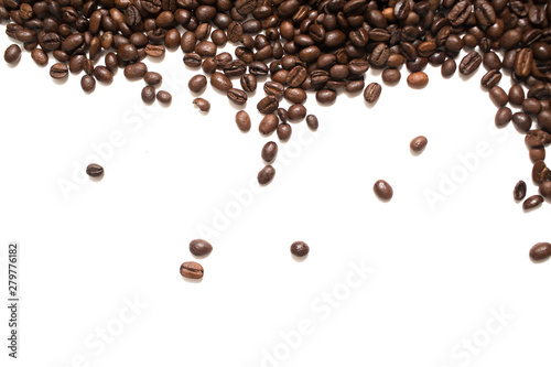 Coffee beans grains. Isolated on white background.